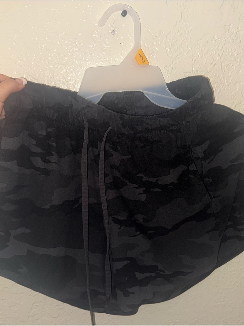 Black Camo Drawstring Shorts